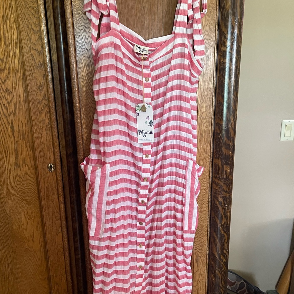 Show Me Your Mumu Pink and White Striped Sleeveless Dress